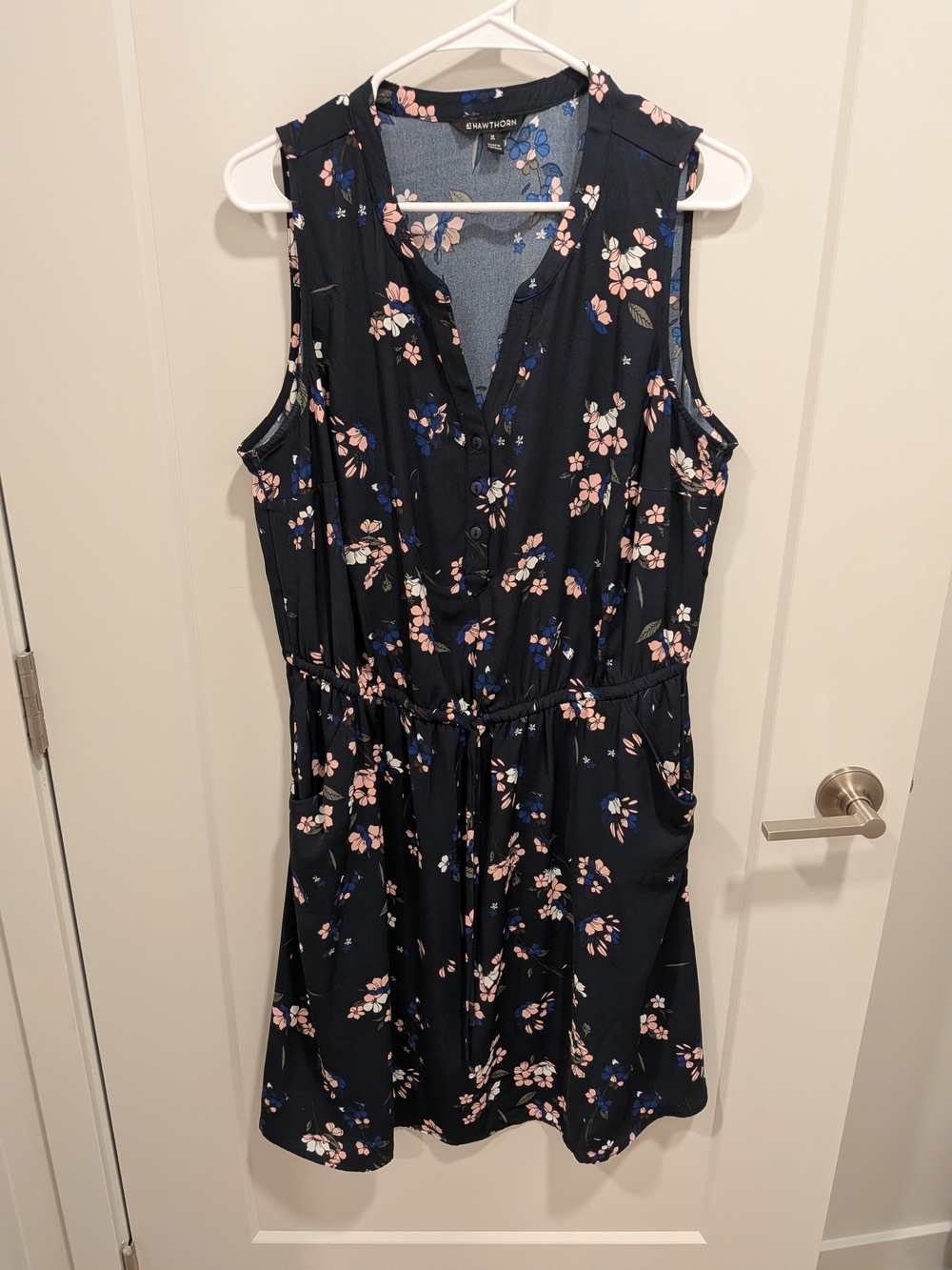 41 Hawthorn Navy Floral Sleeveless Drawstring Dress